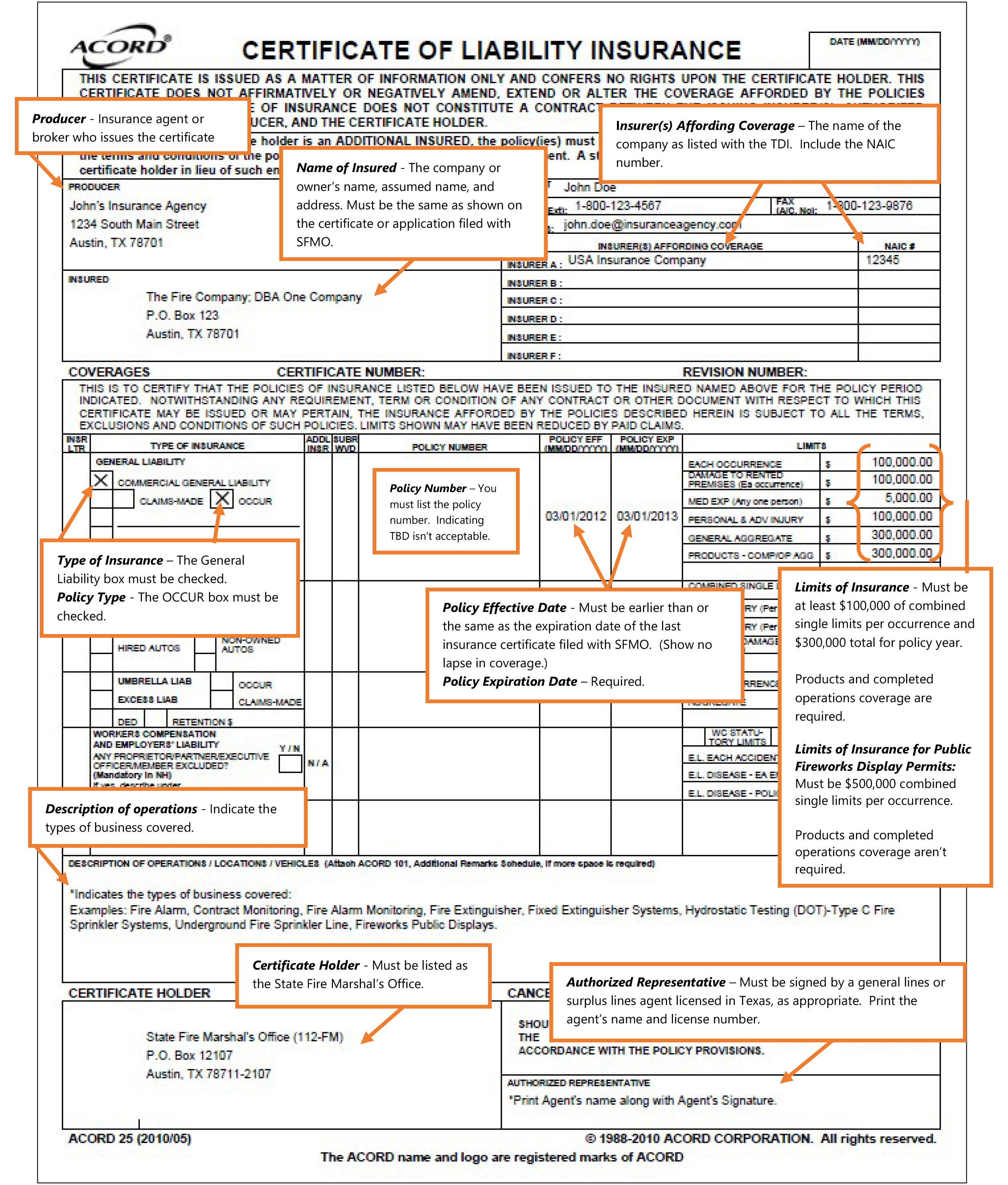 Certificate of Liability Insurance