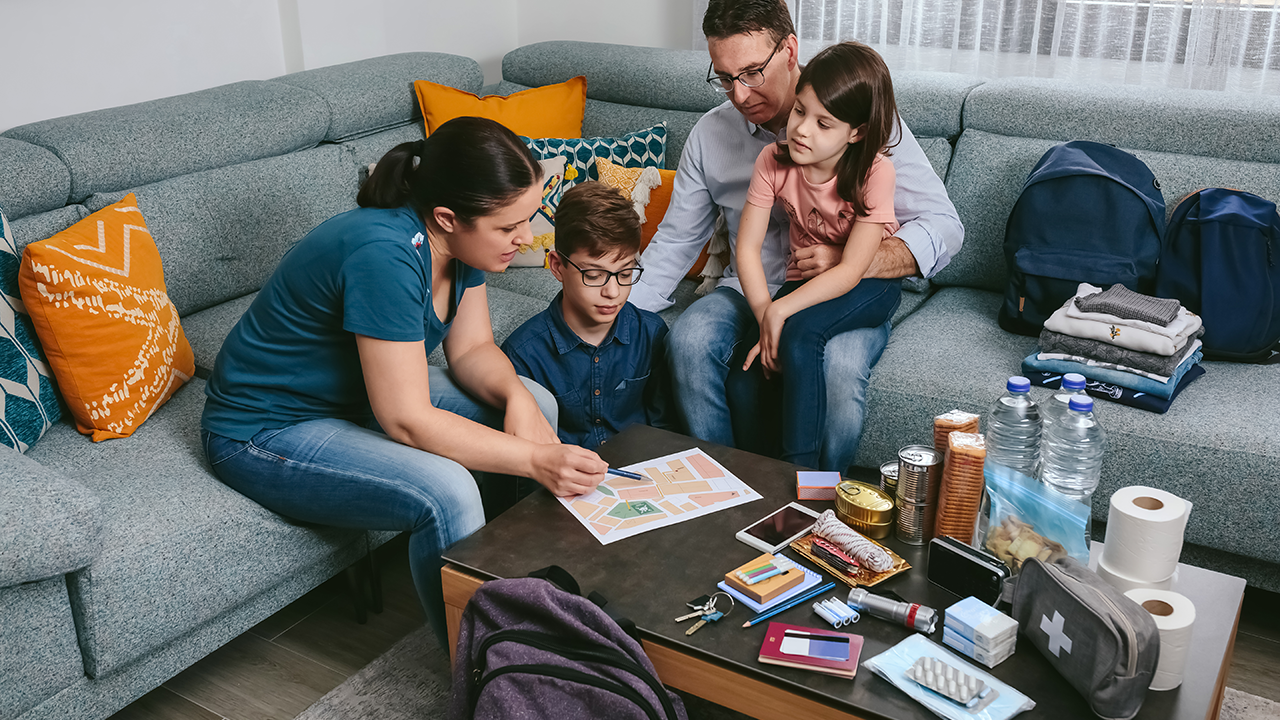 Family in living room
