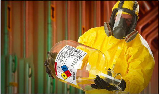 Worker in a hazmat suit