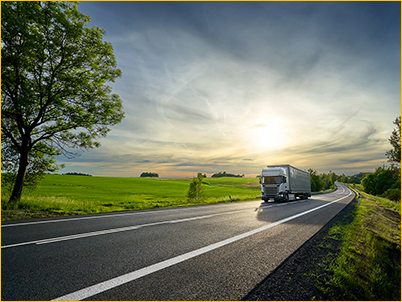 18-wheeler on a rural road.