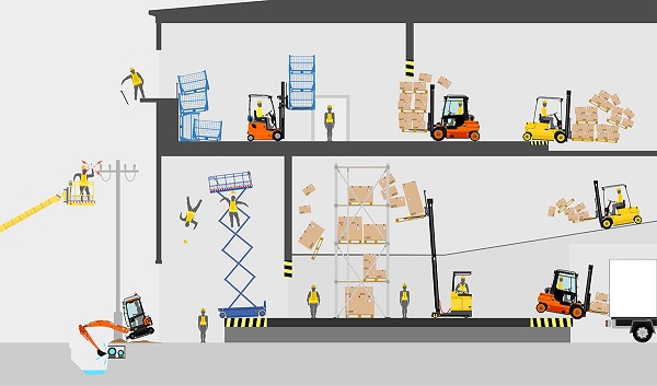 Cartoon of unsafe forklift operations