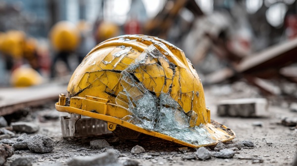 Damaged hard hat