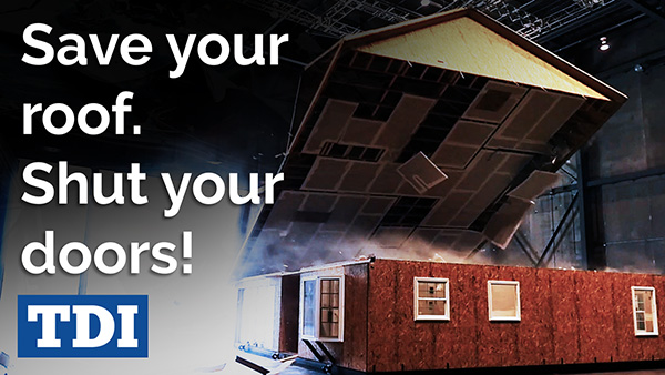 Why should you close interior doors during a storm?